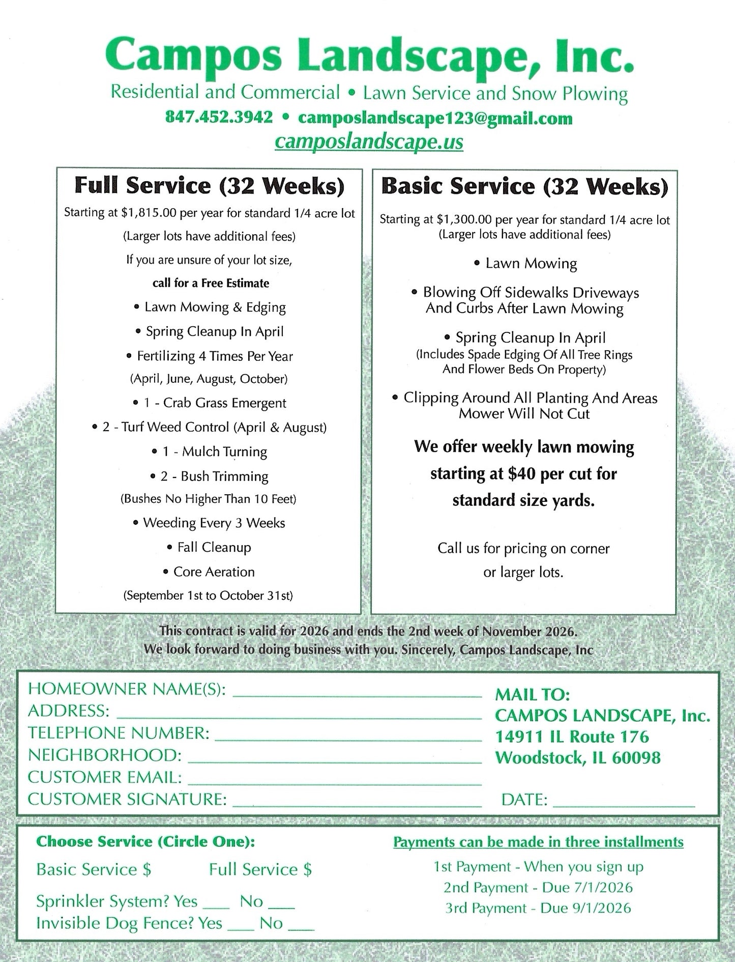 1/4 Acre Lawn service